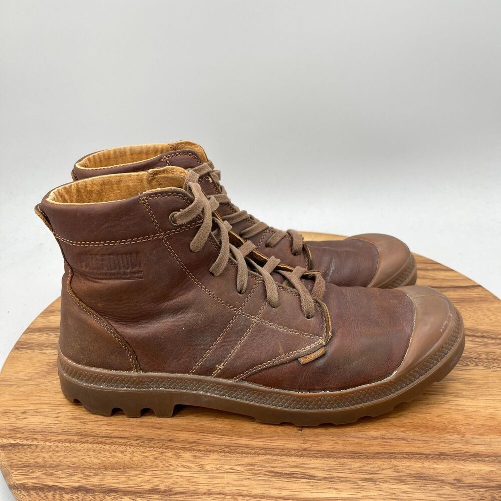 Palladium Pampa Boots Mens Size 11 Brown Leather Casual Comfort Walking Shoes